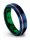 Wedding Engagement Men 6mm Mens Tungsten Wedding Band Blue Simple Blue Bands - Charming Jewelers