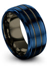 Wedding Band Lady Blue Gunmetal Wedding Ring Blue Tungsten Carbide Engagement - Charming Jewelers