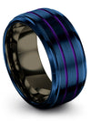 Blue Rings for Womans Wedding Brushed Tungsten Ring Couples Matching Rings - Charming Jewelers