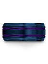 Unique Promise Bands Couple Tungsten Bands Ring for Guys Blue Ring Sets Mens - Charming Jewelers