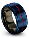 Couples Wedding Ring Sets Tungsten Engrave Bands for Guys Simple Blue Fathers - Charming Jewelers