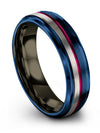 Brushed Wedding Ring Woman Special Tungsten Band Blue Teal and Teal Band 6mm - Charming Jewelers