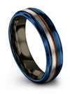 Guy Unique Wedding Bands Tungsten Blue Ring for Man 6mm Simple Ring for Mens - Charming Jewelers
