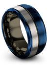 Blue Wide Lady Anniversary Band 10mm Rings Tungsten Groove Rings Male Birthday - Charming Jewelers