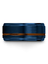 Tungsten Wedding Rings Male Tungsten Ring Natural Finish Plain Blue Ring Bands - Charming Jewelers