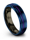 Wedding Ring Sets for Wife and Him in Blue Tungsten Band for Guy 6mm Seventieth - Charming Jewelers