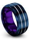 Tungsten Promise Ring Sets for Guys Tungsten Wedding Ring Blue Grey Blue Band - Charming Jewelers