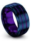 Female Anniversary Band Blue Engravable Mens Ring with Tungsten Male Promis - Charming Jewelers