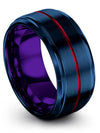 Tungsten Wedding Rings Male Tungsten Ring Natural Finish Plain Blue Ring Bands - Charming Jewelers
