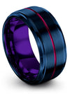 Wedding Band Set Her and Fiance Tungsten Wedding Ring Blue 10mm Band Blue Ring - Charming Jewelers