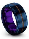 Men&#39;s Blue Engagement Guys Ring and Wedding Band Tungsten Engraved Bands - Charming Jewelers