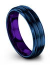 6mm Man Wedding Rings Polished Tungsten Band for Men&#39;s Minimal Bands Blue Bands - Charming Jewelers