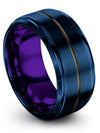 Female Anniversary Band Blue Engravable Mens Ring with Tungsten Male Promis - Charming Jewelers