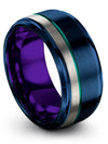 Cute Anniversary Ring Tungsten Wedding Band for Him and Him Minimalist Blue - Charming Jewelers