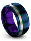 Wedding Bands Matching Tungsten Matte Blue Ring Sets