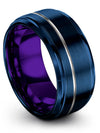Blue Wedding Jewelry His and Wife Bands Tungsten Simple