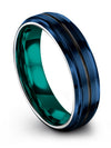 Wedding Rings Set for Men Blue Black Tungsten Carbide Blue Black Band Couples - Charming Jewelers