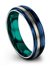 Couple Wedding Band Set Blue Tungsten Blue Male Bands Wife and His Ring - Charming Jewelers