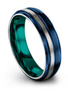 Blue Anniversary Band Set for Boyfriend and Boyfriend Tungsten 6mm 6 Year Ring - Charming Jewelers