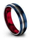 Blue Wedding Band Bands for Mens Tungsten Matte Ring