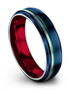 Mens Plain Promise Band Tungsten Bands Natural Finish Blue and Teal Promise - Charming Jewelers