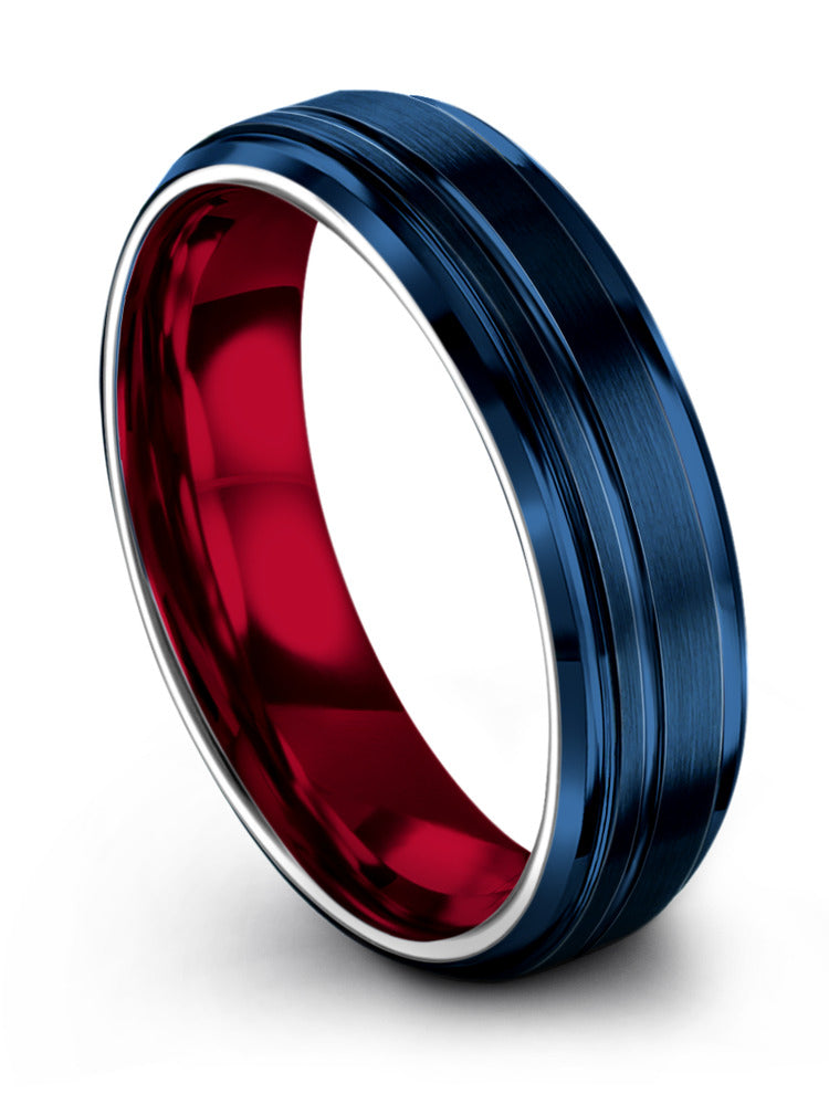 Blue for Guy Woman's Tungsten Blue Wedding Ring Blue