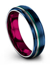 Guy Slim Wedding Rings Tungsten Carbide Wedding Rings Sets Blue Groove Band - Charming Jewelers