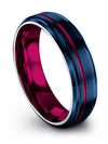 Girlfriend and Him Wedding Band Tungsten Engagement Male Band for Couple Blue - Charming Jewelers