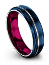Blue Rings Wedding Favors 6mm Tungsten Carbide Band Fiance and Her Band Promise - Charming Jewelers