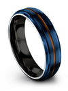 Blue Girlfriend and Husband Anniversary Ring Tungsten Band Natural Finish - Charming Jewelers