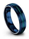 Male Wedding Sets 6mm Tungsten Carbide Blue and Teal Promise Band Present - Charming Jewelers