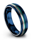 Male Wedding Sets 6mm Tungsten Carbide Blue and Gunmetal Promise Band Present - Charming Jewelers