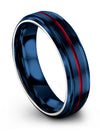 Blue Anniversary Band Rings Tungsten Band Guy Brushed 6mm 40 Year Jewelry Set - Charming Jewelers