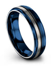 Male Wedding Sets 6mm Tungsten Carbide Blue and Black Promise Band Present - Charming Jewelers