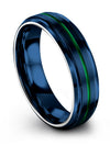 6mm Green Line Wedding Tungsten Wedding Rings Set Blue Everyday Rings Promise - Charming Jewelers