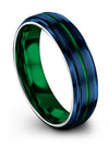 Wedding Band Fiance and Wife Set Blue Tungsten Engagement Band for Female Blue - Charming Jewelers