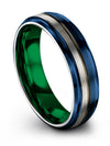 Blue Wedding Bands Sets His and Him Tungsten Matching Rings for Couples Rings - Charming Jewelers