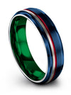 Modern Wedding Rings Tungsten Ring for Mens Brushed Blue Band for Guy 6mm Blue - Charming Jewelers