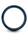 Blue Rings Wedding Rings Tungsten Brushed Wedding Rings 6mm Blue Line Rings - Charming Jewelers