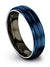 6mm Blue Line Ring for Couples Personalized Tungsten Bands