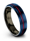 Blue Ring Wedding Sets 6mm Blue Tungsten Men Wedding Rings Band for Girlfriend - Charming Jewelers