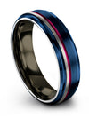 Mens Wedding Bands Blue Engravable Tungsten Wedding Ring 6mm Matching Promise - Charming Jewelers