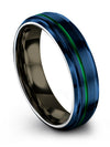 Blue Green Line Anniversary Ring Blue Tungsten Carbide Ring for Men 6mm Blue - Charming Jewelers