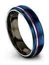Plain Wedding Band Men&#39;s Blue Tungsten Carbide Ring Promise Band Sets - Charming Jewelers