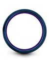 Blue Purple Him and Her Wedding Bands Sets Brushed Tungsten Blue Ring for Lady - Charming Jewelers