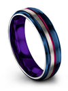 Matching Blue Wedding Band Tungsten Carbide 6mm Ring for Womans Couple Bands - Charming Jewelers