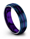6mm Purple Line Wedding Engraved Rings Tungsten Unique Blue Engagement Lady - Charming Jewelers