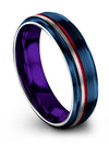 Ladies Tungsten Carbide Promise Rings Tungsten Blue Guys Bands 6mm 50th Blue - Charming Jewelers