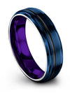 Wedding Sets for Husband and Him Engraved Tungsten Couples Band Blue Band Sets - Charming Jewelers