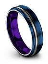 Wedding Ring Sets Blue Tungsten Groove Bands Blue Promise Band for Ladies - Charming Jewelers